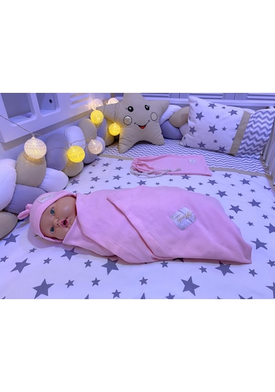 Hamiki Pamuklu Çok Amaçlı Esnek Kundak Bebek Battaniyesi Pembe