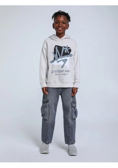 Jack Lions Erkek Çocuk Desenli Şardonlu 3 İplik Sweatshirt-14259 Gri