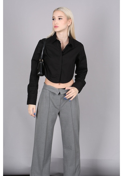 Madmext Mad Girls Siyah Kısa Gömlek Mg1382-siyah Siyah