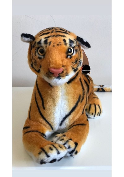 Sesli Kükreyen Kaplan Peluş 40 Cm Kahverengi