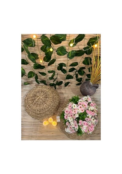 Kare Naturel Hasır Jüt Puf 40x40-12080 Diğer
