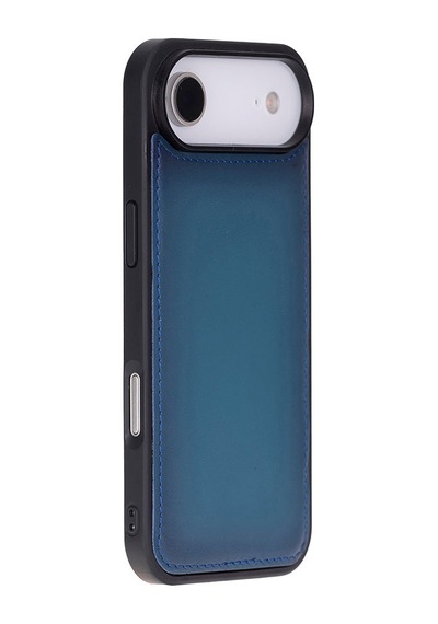 Bloomcase Magic Wallet Midnight Blue Hakiki Deri Apple Uyumlu iPhone 17air 6.5" Cüzdanlı Telefon Kılıfı Mavi