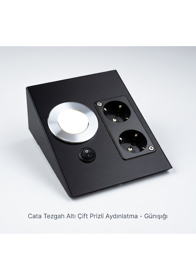 Cata Ledli Üçgen Spot Siyah Kasa Çift Prizli Günışığı Işık Rengi