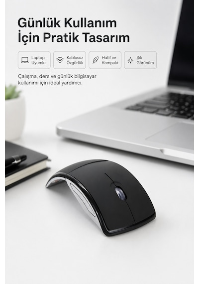 Katlanabilir 2.4g Kablosuz Mouse İnce Taşınabilir Ev & Ofis Tipi Siyah Mouse Çok Renkli Diğer