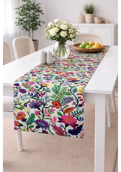 Babyface Kumaş Desenli Dijital Baskı Masa Runner 40x140 Cm Astarlı Aromatik