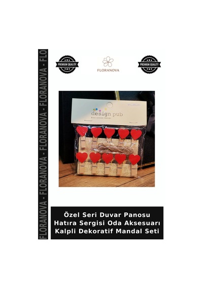 Özel Seri Duvar Panosu Hatıra Sergisi Oda Aksesuarı Kalpli Dekoratif Mandal Seti