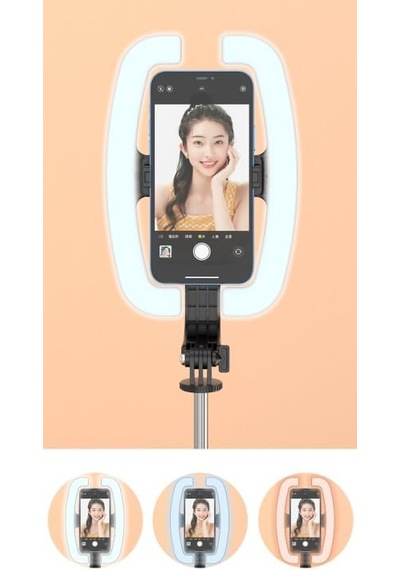 Blv32 1.38m Rgb Ring Light Led Işıklı Selfie Çubuğu Ve Tripod - Bluetooth Uzaktan Kumandalı Blv32