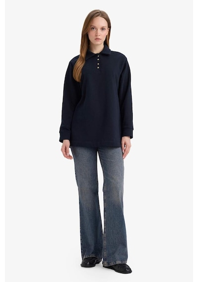 Defacto Regular Fit Polo Yaka Uzun Kollu Sweatshirt Tunik G6613ax25wnnv173 Lacivert-nv173