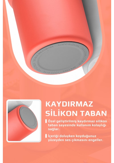 Fika Lumi Patentli Döner Kulplu Sızdırmaz Çelik Termos 1200 Ml - Bej Kırmızı