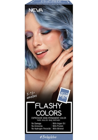 Neva Color Flashy Colors Yarı Kalıcı Saç Boyası Baby Blue / Bebek Mavi 100 ML