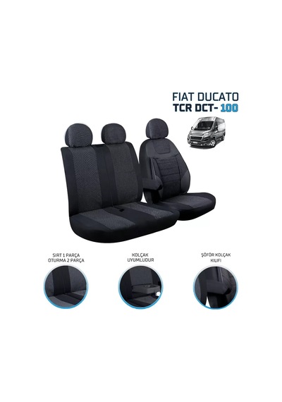 Fiat Ducato 2+1 Ön Koltuk Kılıf Seti Siyah