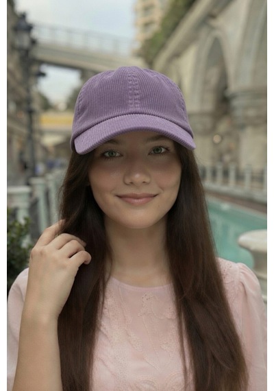 Mollycrush Kadın Mevsimlik Fitilli Kadife Mor Şapka Günlük Ayarlanabilir Beyzbol Kep Mor