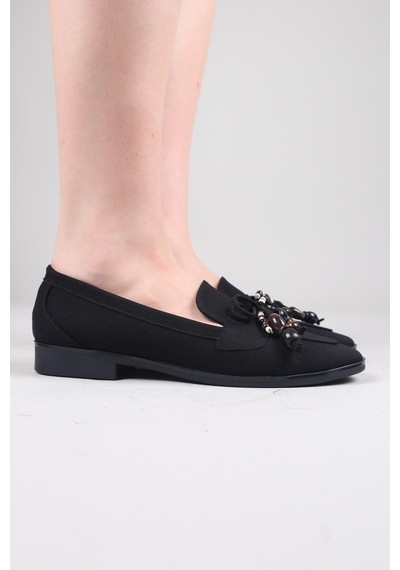 Birikon Reyes Boncuklu Loafer Siyah-8757 Siyah