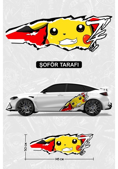 Pıkachu Yan Gövde Kaplama Sticker Şoför - 828115028