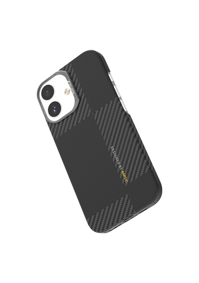Apple Uyumlu iPhone 17 Kılıf M-safe Şarjlı 600d Metal Kamera Çerçeveli Raptic Aramid Fiber Geotik Serisi Siyah