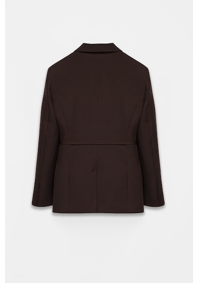 Kadın Acı Kahve Bağcıklı Dokuma Blazer Acı Kahve