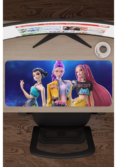 Kpop Demon Hunters Kaymaz Dikişli Kauçuk Oyuncu Mousepad V3 - 70x30 Xl Gaming Mouse Pad Fare Altlığı