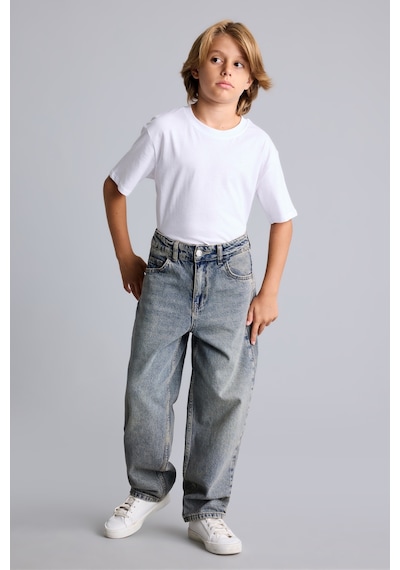 Defacto Barrel Fit Standart Paça Yıkamalı Jean Pantolon Erkek Çocuk I8545a826wnnm28 Mavi-nm28