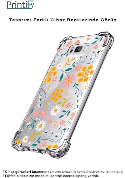 Samsung Galaxy M35 İle Uyumlu Çiçek Baskılı Şeffaf Köşe Korumalı Antişok Kılıf