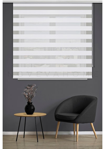 Bambu 1000 Beyaz Zebra Stor Perde Ofis Mutfak Camı Çocuk Odası Yatak Odası Salon Perdesi Lüx Beyaz