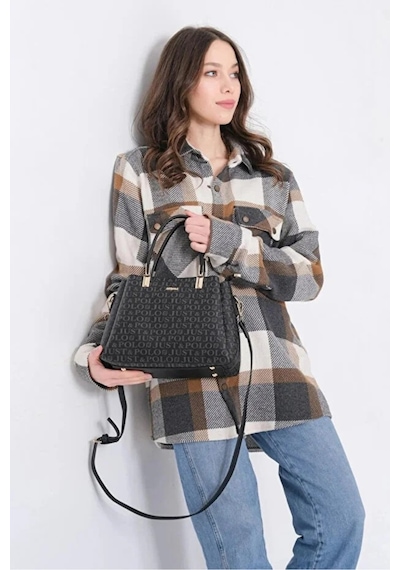 Just Polo Kadın Baskılı Ayarlanabilir Askılı Shopper El & Omuz Çantası Shoulder Bag Siyah