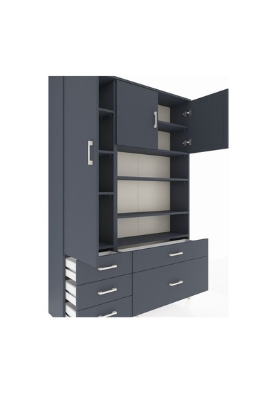 Arges Dolap 9 Raflı 5 Çekmeceli 3 Kapaklı 132x30x195 Antrasit-antrasit/antrasit Antrasıt/antrasıt Arges Dolap 9 Raflı 5 Çekmeceli 3 Kapaklı 132x30x195 Antrasit-antrasit/antrasit Antrasıt/antrasıt