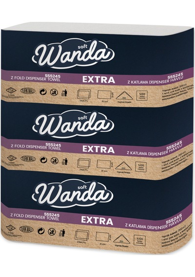 Wanda Soft Z Katlama Kağıt Havlu Extra 21x21 Cm 24 Paket X 200 Yaprak Dayanıklı & Dispenser Uyumlu