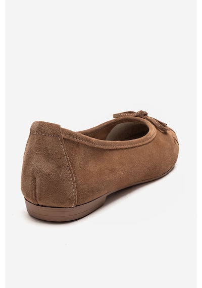 Luvishoes 03 Toprak Süet Hakiki Deri Kadın Babet Ayakkabı