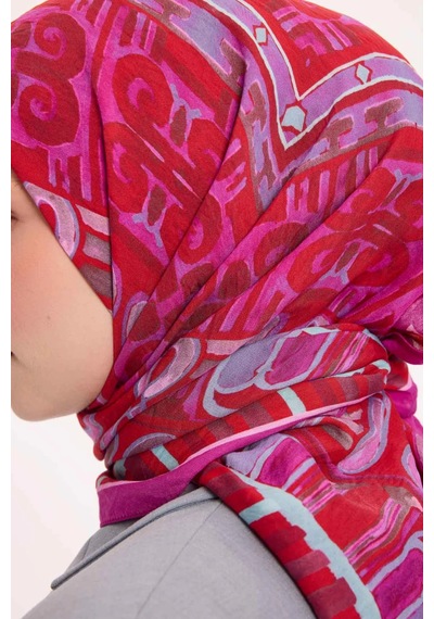Silk Home Dört Mevsim Antik Motif Viskon Velora Eşarp 6421 Fuşya