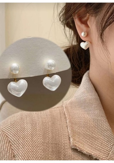 Lunarie İnci Kalp Ear Jacket Tırmanıcı Küpe Bijuteri Modern Altın