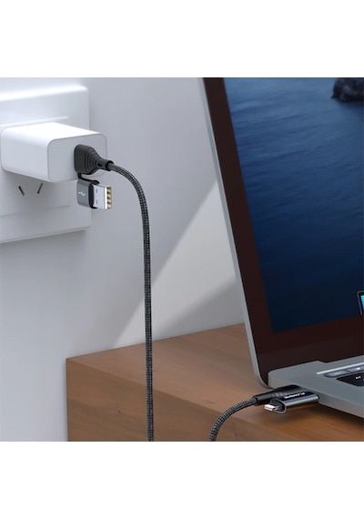 Floveme 4In1 Usb To Type C -Type To Type Kablosu+Apple iPhone Uyumlu Başlık U-Siyah