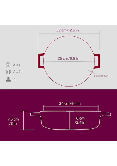 Metal Premium Serisi - Döküm Çok Amaçlı Tencere, Yuvarlak, 24 Cm, Majolik Mor Belirtilmemiş