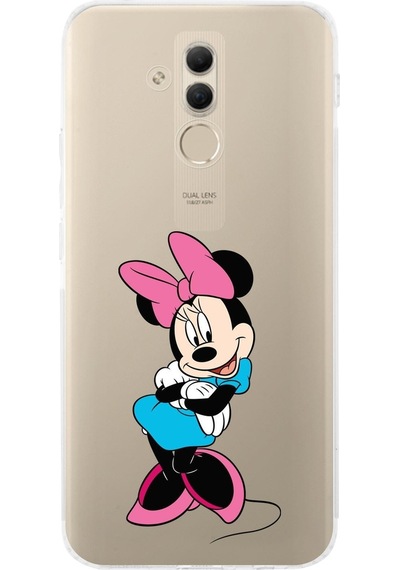 Huawei Mate 20 Lite Kamera Korumalı Kapak Minnie Mouse Tasarımlı Şeffaf Kılıf Şeffaf