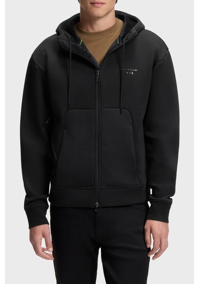 Boss Pamuklu Kapüşonlu Yaka Fermuarlı Relaxed Fit Sweat Erkek Sweat 50569946 001 Siyah