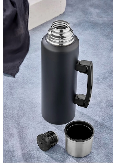 Cooker 1.5 Lt Kulplu Paslanmaz Çelik Termos Siyah
