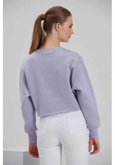 Meecy Kadın Lila Baskılı Sweatshirt Lila Lila