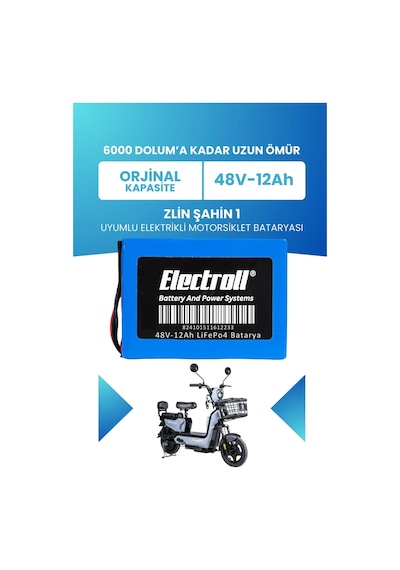 Zlin Şahin 1 Uyumlu Batarya Standart Kapasite Lifepo4 48v 12ah Elektrikli Motorsiklet Bataryası