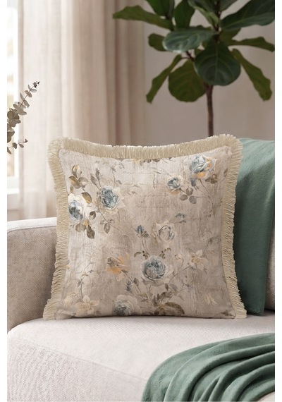 Vintage Çiçek Kadife Saçaklı Yastık Kılıfı-romantik Floral Country Mavi Krem Püsküllü Kırlent Kılıfı Gizli Rota Lime Vintage Çiçek Kadife Saçaklı Yastık Kılıfı-romantik Floral Country Mavi Krem Püsküllü Kırlent Kılıfı Gizli Rota Lime