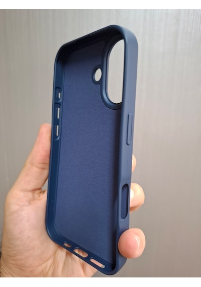 Apple Uyumlu iPhone 17 Logolu İçi Kadife Silikon Lansman Kılıf Lacivert