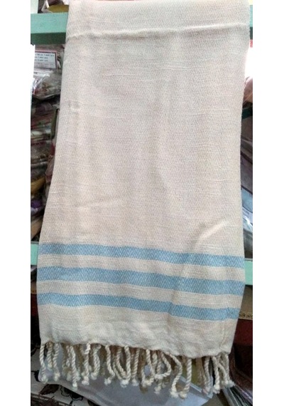 Mandaş Pamuklu El Dokuma Peştemal (90X160)-Mavi Çizgili