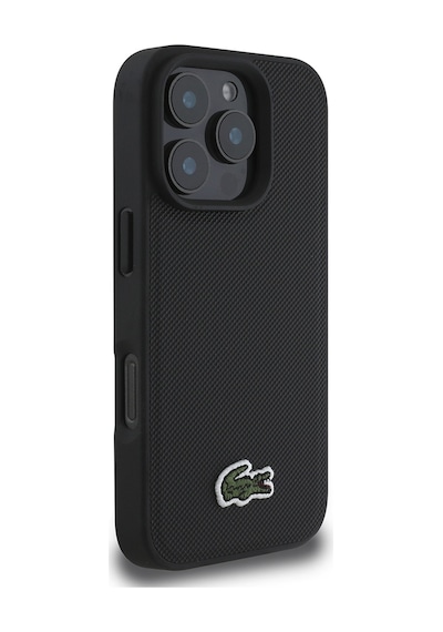 Apple Uyumlu iPhone 16 Pro Max Kılıf Lacoste Lisanslı İkonik Timsah Dokuma Logolu Kapak + Type-c Kablo 1.5m Siyah