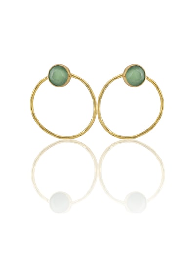 Kadir Jewellery 22 Ayar Altın Kaplama Kadın Halka Küpe -el İşçiliği Ve Hipoalerjenik Küpe Açık Yeşil 76280720