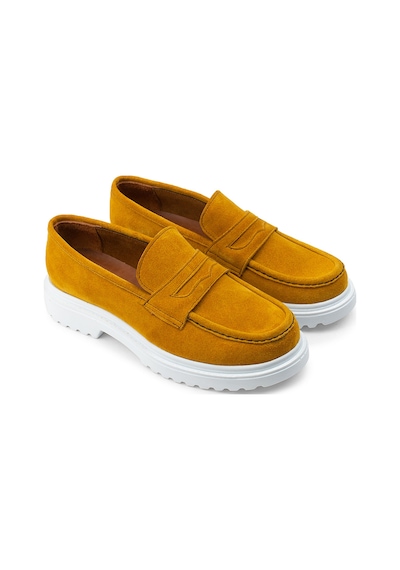 Deery Hakiki Süet Sarı Loafer Kadın Ayakkabı - 01903zsrıp01 Sarı