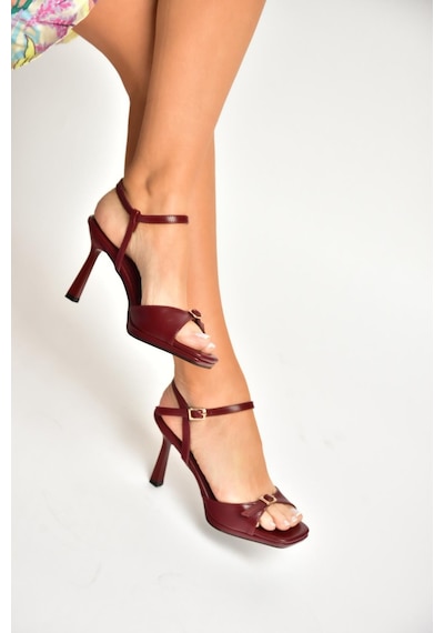 Fox Shoes Y518710109 Bordo İnce Topuklu Kadın Ayakkabı