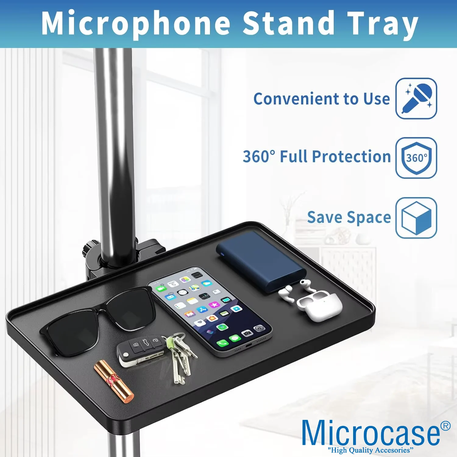 Microcase Tripodlara Monte Universal Sehpa Notebook Mikrofon Kitap Vb Malzeme Rafı 220x165mm - Al5288
