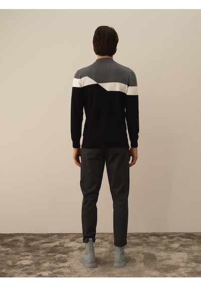 Xint Siyah Pamuk Dokulu Regular Fit Kazak 801753