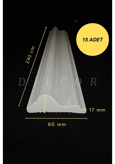 Diecor Dekoratif Boyanabilir 15 Adet 6 Cm Eğimli Polistren Duvar Çıtası Beyaz 60 X 17 Model:xa143
