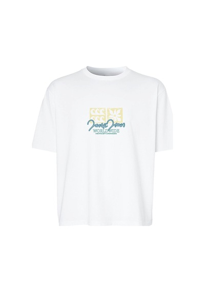Jack & Jones Jorrıvıera Front Tee Ss Crew Neck Fst Beyaz
