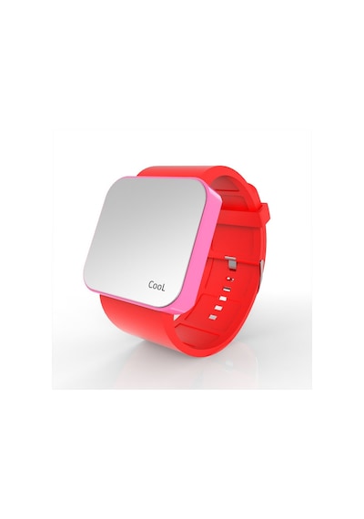Cool Watch Saat - Pembe Led Kasa - Kırmızı Kayış Unisex