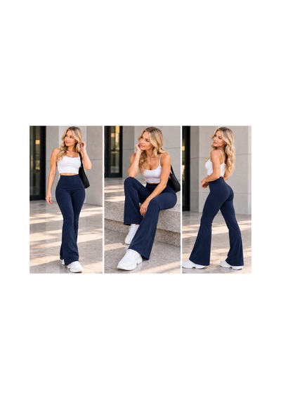 Bul-al Kadın Yüksek Bel Fit Kesim Flara Paça Pantolon Lacivert